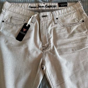 Mens Guess Jeans Crescent Fit Regular Rise Straight Leg Vintage White 36x32